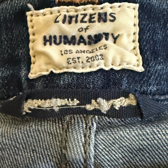 Citizens of Humanity Women's 26 Emerson Slim Boyfriend Distressed Blue Jeans - Picture 5 of 7